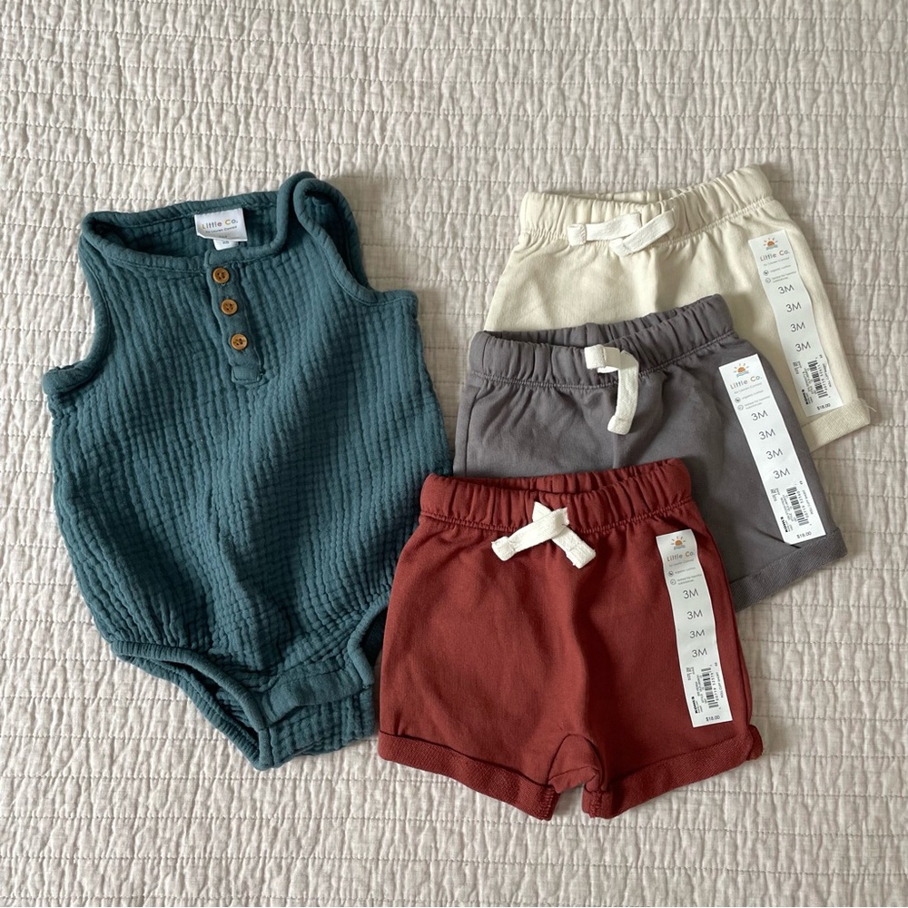 Little Co. Summer Baby Boy Clothes Lot - Size 0-3 Months